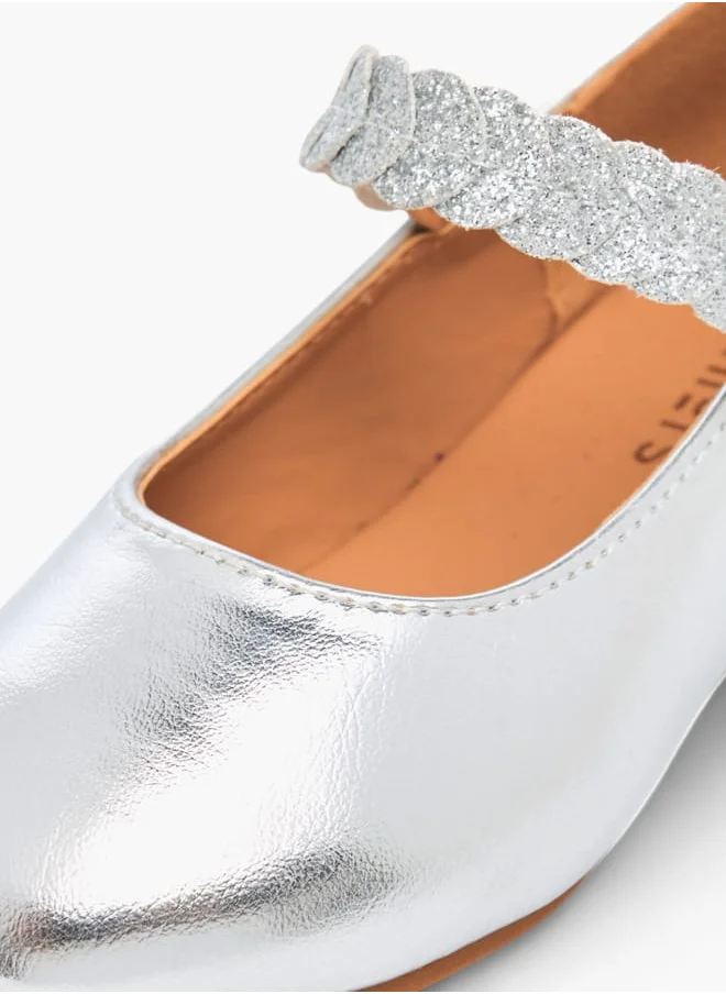 JUNIORS Girls Solid Ballerina Shoes With Embellished Hook And Loop Closure Ramadan Collection