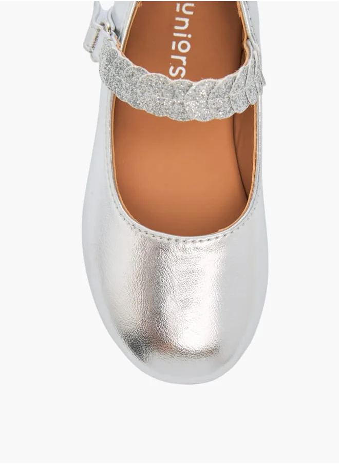 JUNIORS Girls Solid Ballerina Shoes With Embellished Hook And Loop Closure Ramadan Collection