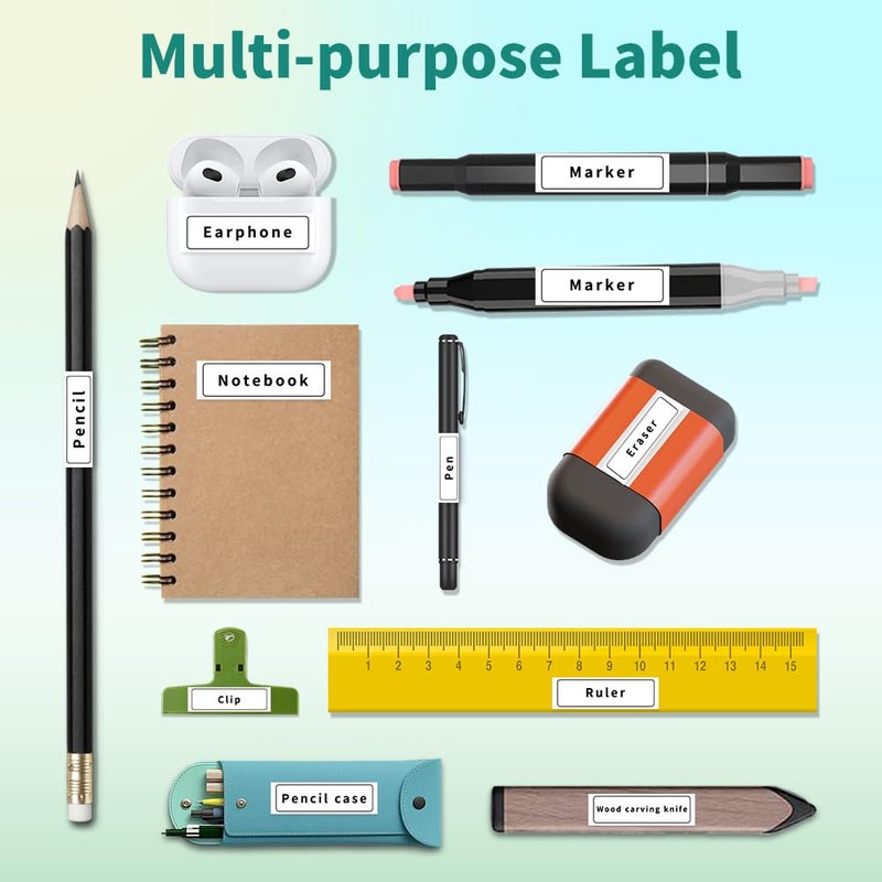 Phomemo Labels D30 Label Tape, Black on White Print Master Labels Refill Name Label, Sticker Thermal Paper Self-Adhesive, 12 x 40 mm (0.47 x 1.57 Inch) 160 Tapes/Roll, 3-Roll for Kids School Items - Image 5