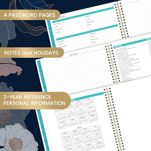 Pinchoco 2026 Monthly Planner - Monthly Planner/Calendar 2026, Jan.2026 - Dec.2026, 8.5" x 11", 12 monthly planner with Tabs, Pocket, Thick Paper, Note Pages, Twin-Wire Binding - Engraved Floral - Image 5