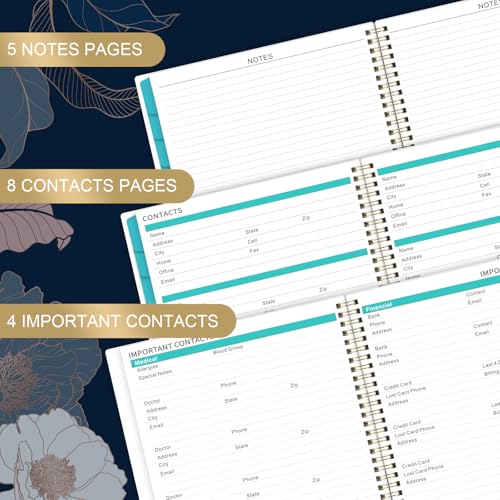 Pinchoco 2026 Monthly Planner - Monthly Planner/Calendar 2026, Jan.2026 - Dec.2026, 8.5" x 11", 12 monthly planner with Tabs, Pocket, Thick Paper, Note Pages, Twin-Wire Binding - Engraved Floral - Image 4