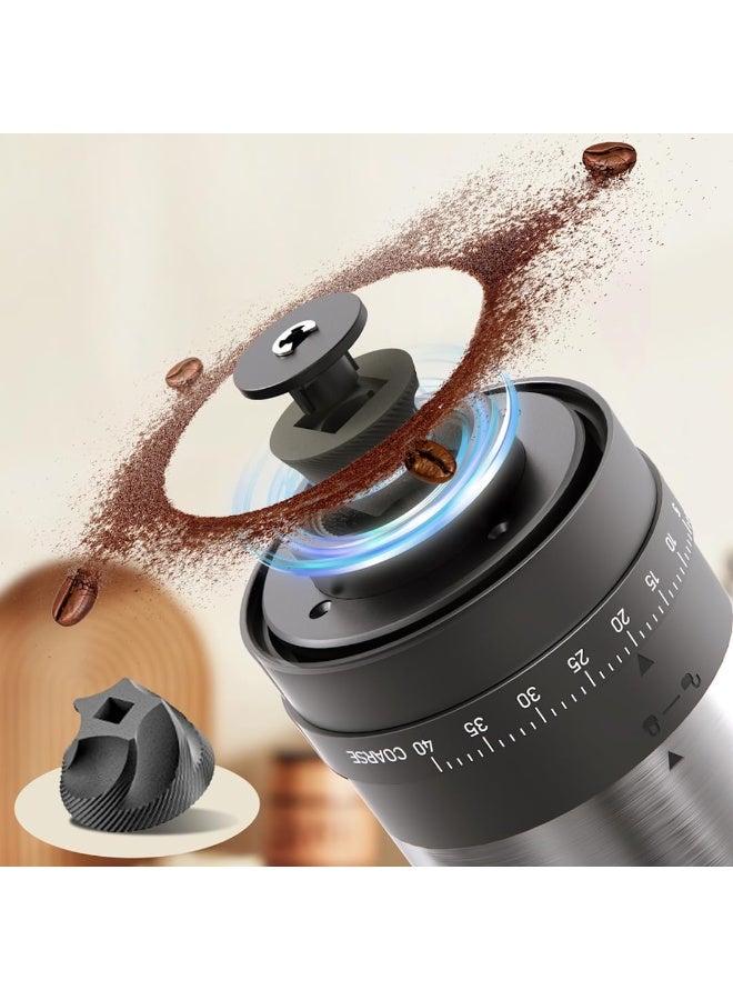XVersion Electric Portable Burr Coffee Grinder, Type-C Rechargeable, 40 Adjustable Grind Settings, 35g Bean Capacity for Espresso, Home, Travel & Camping, Silver - Image 4