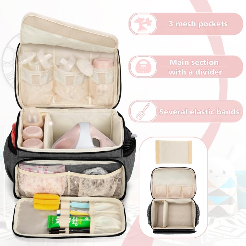 LUXJA Breast Pump Bag Compatible with Spectra S1 and S2, Gray - Image 2