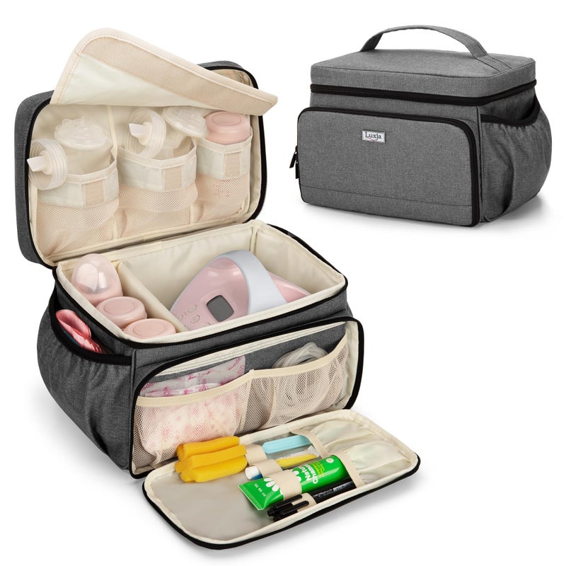LUXJA Breast Pump Bag Compatible with Spectra S1 and S2, Gray - Image 1