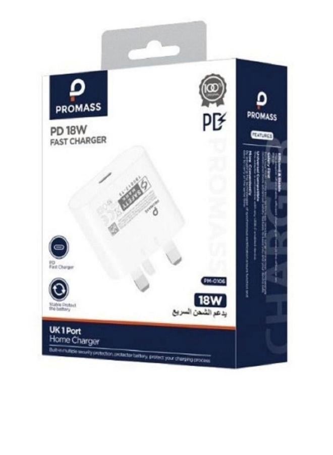 بروماس شاحن حائط يدعم نوع الشحن السريع PD 18W - Image 1
