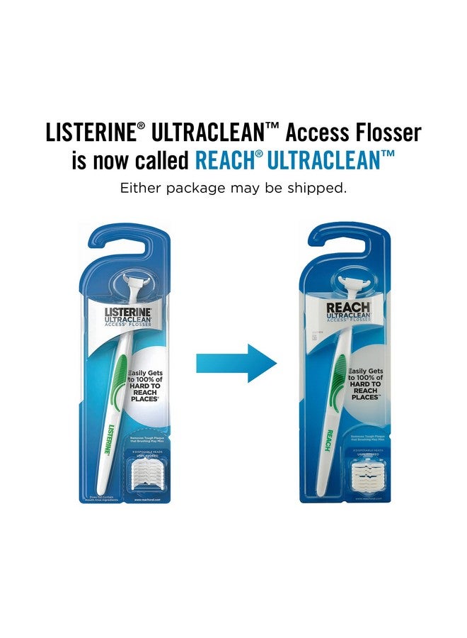REACH Listerine Ultraclean Access Flosser Starter Kit, Removes Plaque From Hard To Reach Teeth, Unflavored, 1 Refillable Flosser & 8 Refill Heads, Dental Floss Heads, Pfas-Free, Oral Care Tool - Image 2