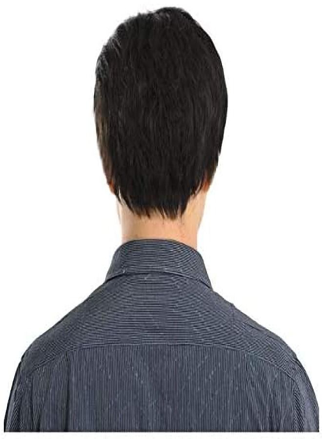 Estelle Natural Fluffy Man Wigs Middle Aged Men Short Limitation Human Hair Toupee Black No 03  - Image 3