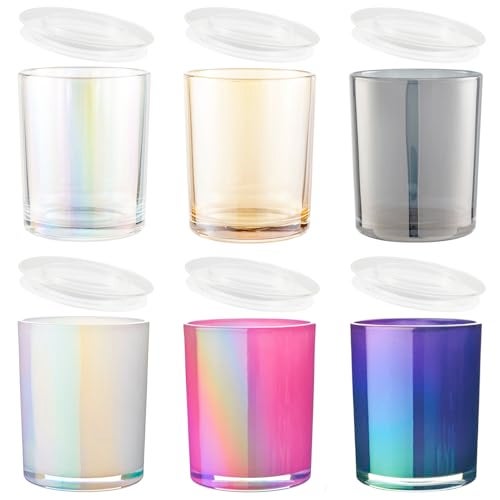 CandMak Candle Jars, 6 Pack 6 OZ Empty Glass Vessels Containers Jars Bulk with Clear Lids for Candle Making (6 Colors) - Image 1