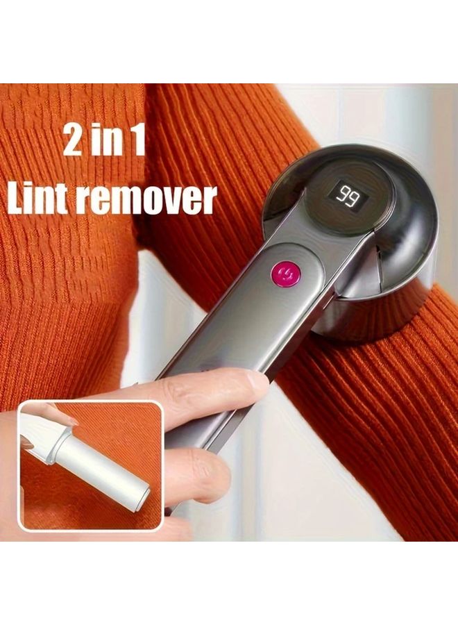 Gray Rechargeable Fabric Shaver Lint Remover With 1 Blade 1 Stick Home Portable - Image 3