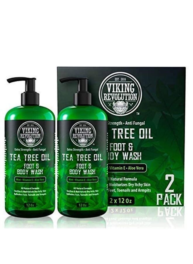 Viking Revolution - 2-Pack Antifungal Tea Tree Oil Body Wash Soap for Men Helps Athlete's Foot, Toenail Fungus, Jock Itch, Eczema, Ringworm and Odors Extra Strength - Image 1
