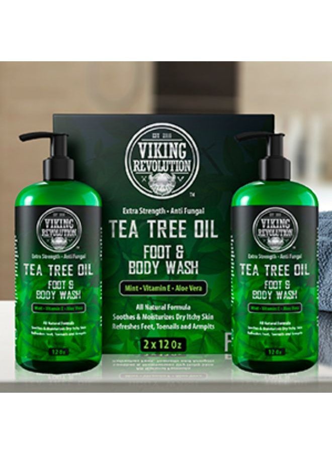 Viking Revolution - 2-Pack Antifungal Tea Tree Oil Body Wash Soap for Men Helps Athlete's Foot, Toenail Fungus, Jock Itch, Eczema, Ringworm and Odors Extra Strength - Image 1