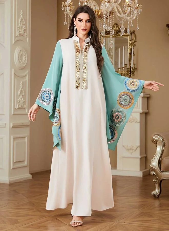 تايك تو جلابية بأكمام فراشة وتفاصيل قطع ترتر