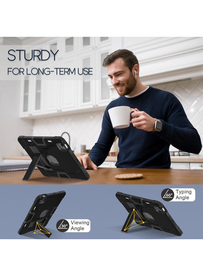 Zaboon Case For iPad Air 11 2025 / 2024 Contrast Color Silicone Acrylic PC Tablet Case with Holder - Image 4