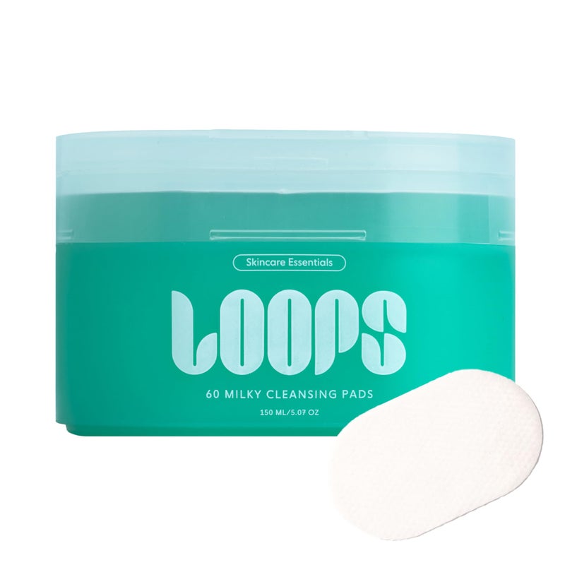 LOOPS Milky Cleanser Deep Cleansing and Hydrating Skin Care Presoaked Bamboo Pad Facial Wash with Milky Oil Complex Oil Cleanser for Face Face Wash for Women Facial Cleansing Pads