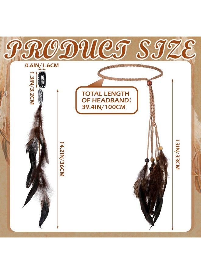 Geyoga 6 Pieces Feather Hair Clip Feather Headband Set Boho Hair Extensions With Feather Clip Comb Hippie Gypsy Headpiece Feather Tassel Indian Headdress Diy Hair Accessories For Women Girls Decoration - Image 4