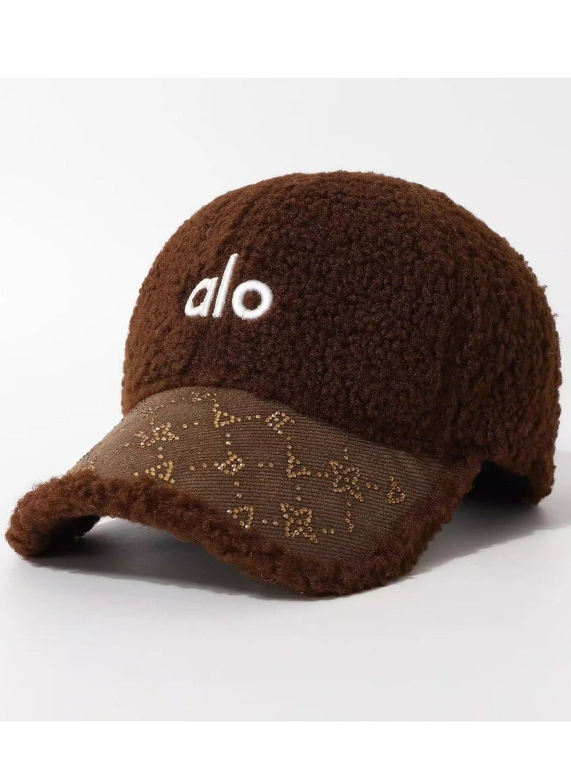 alo Women's soft fur winter cap with a trendy ALO design – stylish brown color with distinctive embroidery – a warm and comfortable hat for everyday use and winter outings - Image 1