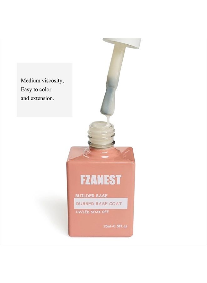 FZANEST Milky Pink Gel Nail Polish,Rubber Base Gel for Nails,Brush On Builder Gel In a Bottle,Spring Summer Clear Sheer Nude Color Gel Polish,Soak Off Nail Gel 15ml - Image 3
