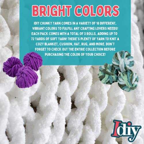 SCS Direct Chunky Yarn for Crocheting & Arm Knitting- Light Grey 3 Pack Jumbo Chenille Yarn, 72 Yards Total, 20mm Super Soft & Thick for Mothers Day Gifts, Blankets, Pillows, Home Décor & Spring Crafts - Image 4