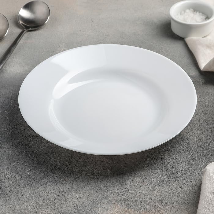 Mn Deer Premium White Porcelain Dinner Plates Set of 6 | Round Flat & Deep Serving Plates for Meat, Dessert, Salad or Soup | Scratch Resistant Dishwasher Safe (8" | 20cm, Deep) - Image 2