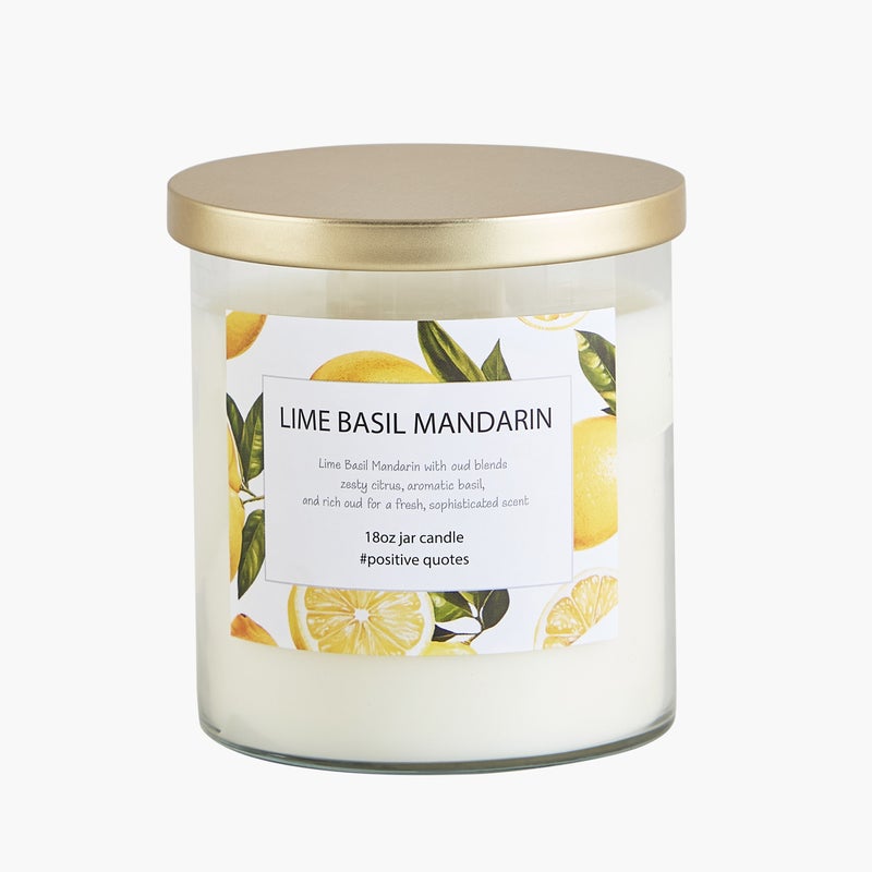 Home Box Aure Blown 532 ml Lime Basil Mandarin Jar Candle with Metal Lid - 10.7x13.2 cm - Image 5