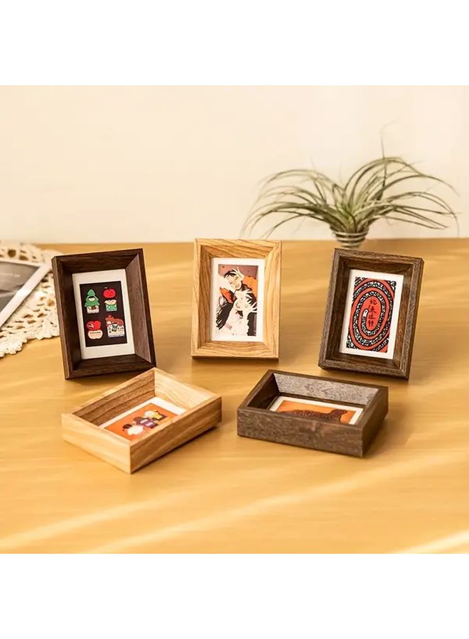 Brown Black Mini Photo Frames 2pcs 3 Inch Tabletop Display Decor - Image 3