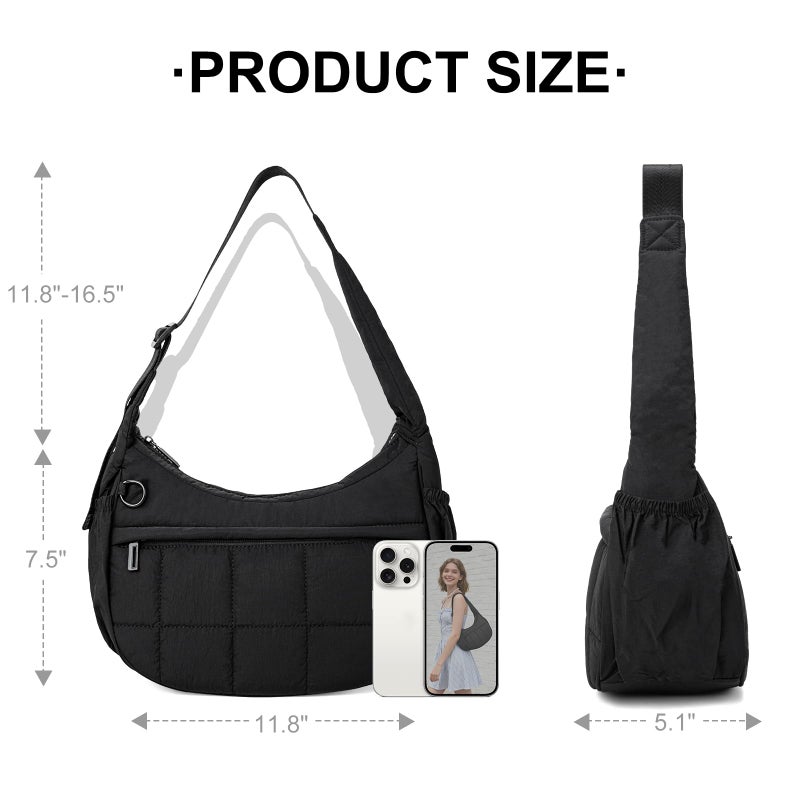 GASSDA Shoulder Bag for Women Small Puffer Purses Crescent Bag Hobo Handbags with Adjustable Strap for Daily - Image 3