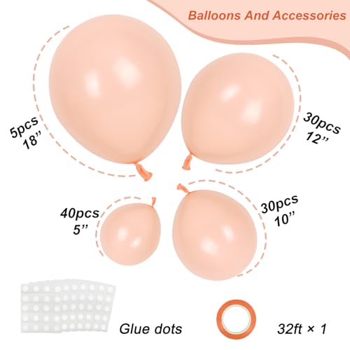RUBFAC 105pcs Pastel Orange Balloons Peach Balloons Garland Arch Kit Different Sizes 18/12/10/5 Inches, Light Orange Balloons for Baby Shower Birthday Gender Reveal Party Decor - Image 2