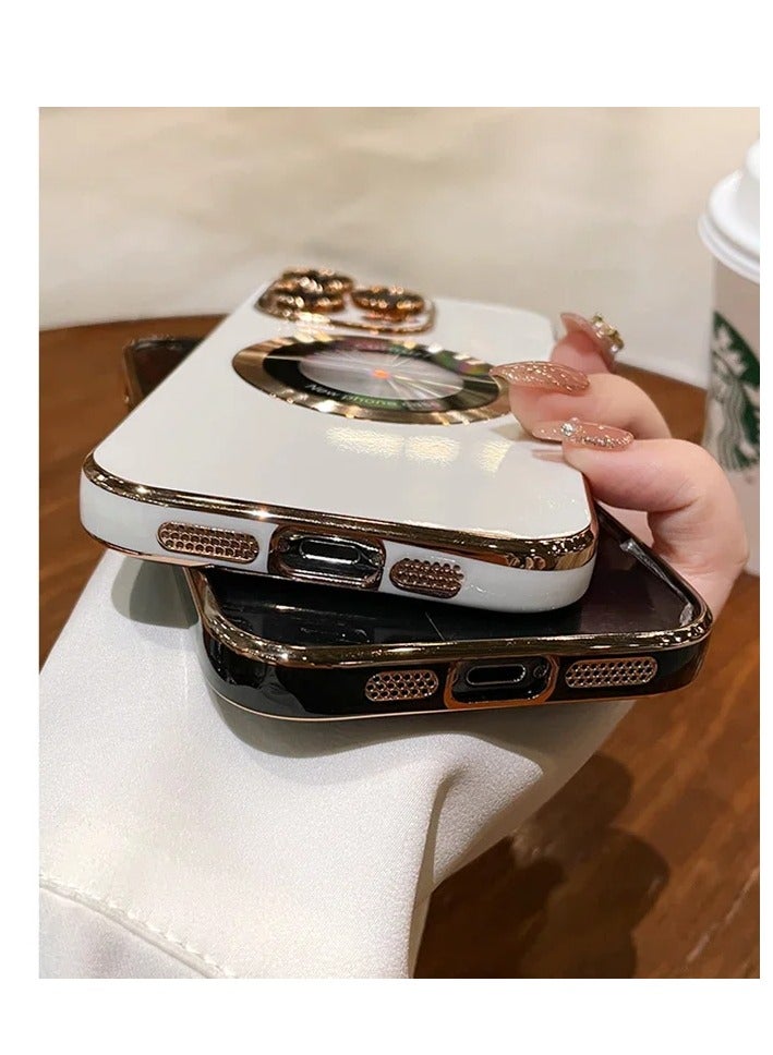 AROAQ Magnetic Case For Iphone, Wireless Charging Magsafe Lens Film Cover, Anti-scratch Luxury Plating Logo Hole Strong Magnetic Case For Iphone 15 Pro Max, 15 Plus, Pro, ( Pink Color) - Image 2