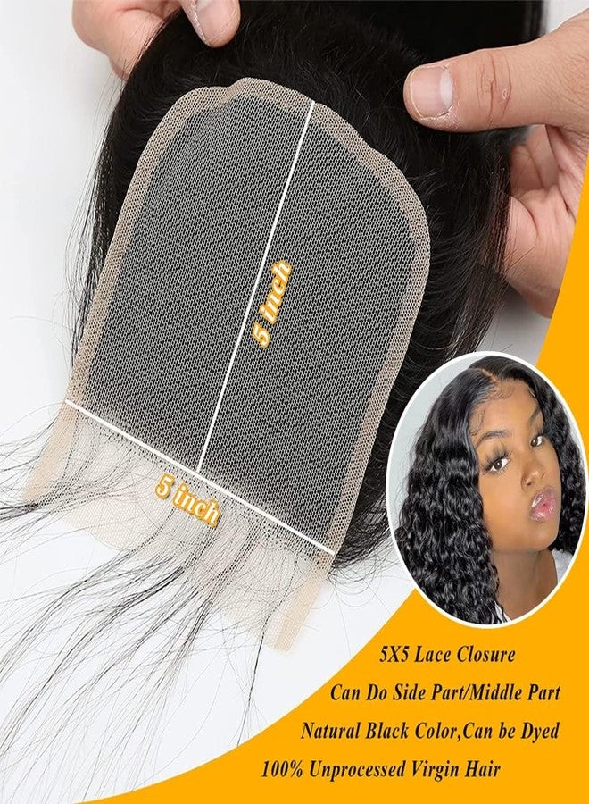 QTHAIR 18A Deep Wave 5x5 HD Lace Closure 14inch 5x5 Swiss Lace Closure Deep Wave Human Hair Pre-Plucked with Baby Hair Curly Closure for Deep Wave Bundles Human Hair - Image 4