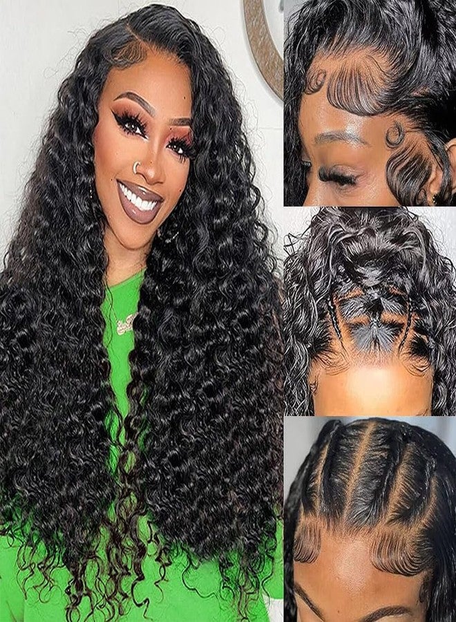 QTHAIR 18A Deep Wave 5x5 HD Lace Closure 14inch 5x5 Swiss Lace Closure Deep Wave Human Hair Pre-Plucked with Baby Hair Curly Closure for Deep Wave Bundles Human Hair - Image 1