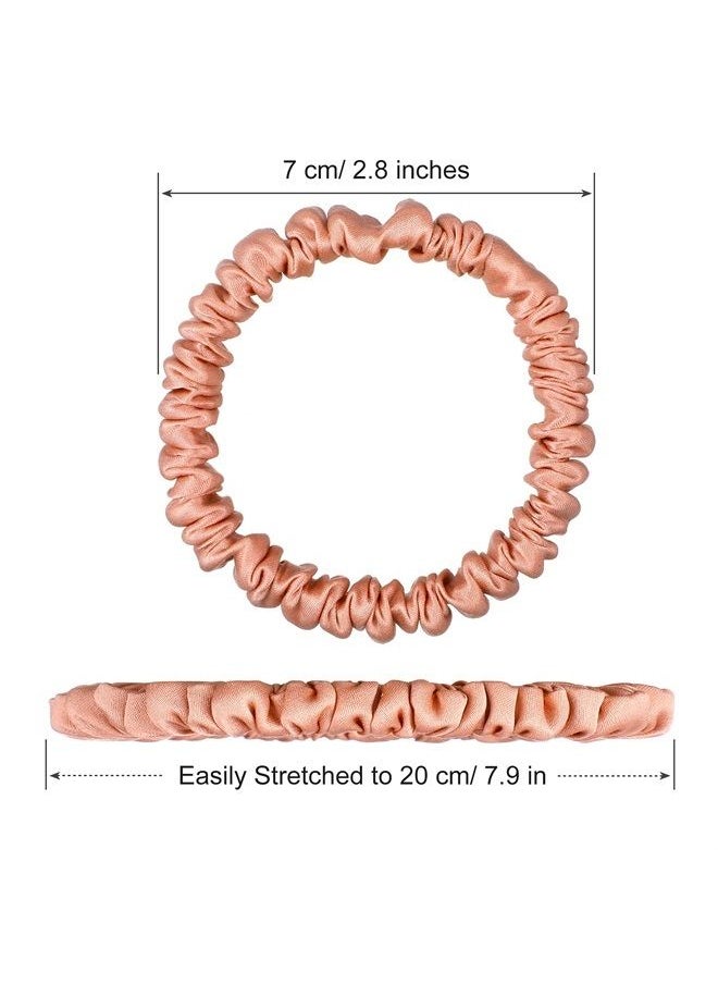 Chuangdi 9 Pieces silk scrunchies Silk Hair Ties Skinny Hair Scrunchies Pure Silk Ponytail Holder Elastic Hair Bands Hair Accessories for Women Girls (Dark Colors,Vivid Style)  - Image 3