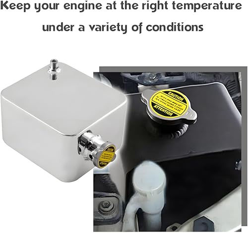 RYANSTAR RACING RYANSTAR Universal 2.5L Water Coolant Expansion Overflow Water Tank Reservoir Complete Header kit Aluminium Alloy Silver - Image 3