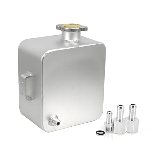 RYANSTAR RACING RYANSTAR Universal 2.5L Water Coolant Expansion Overflow Water Tank Reservoir Complete Header kit Aluminium Alloy Silver - Image 1