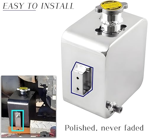 RYANSTAR RACING RYANSTAR Universal 2.5L Water Coolant Expansion Overflow Water Tank Reservoir Complete Header kit Aluminium Alloy Silver - Image 5
