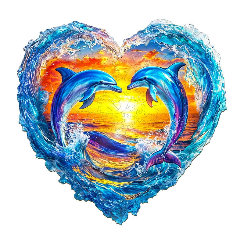 Purdicra Wooden Puzzles for Adults Heartfelt Dolphins Wooden Jigsaw Puzzle Unique Animal Shaped Wood Puzzles Adult Christmas Birthday Gifts for FriendsFamily Home Decor 114 111in 180pcs - Image 3