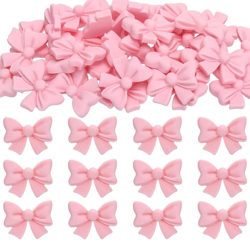 CCUUHJ Pink Bow Resin Slime Charms Bulk, 100 Pieces, Flatback Design for DIY Crafts, Scrapbooking Embellishments, Nail Art, Phone Case Decorations, 0.9x0.7 Inch (Pink) - Image 1
