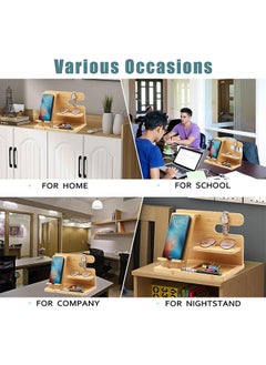 Garlo Wood Phone Docking Station , Wallet Stand Watch Organizer Men Gift Husband Wife Anniversary Dad Birthday Nightstand Purse Father Graduation Male Travel Idea Gadgets  - Image 2