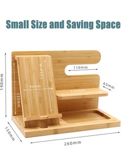 Garlo Wood Phone Docking Station , Wallet Stand Watch Organizer Men Gift Husband Wife Anniversary Dad Birthday Nightstand Purse Father Graduation Male Travel Idea Gadgets  - Image 4