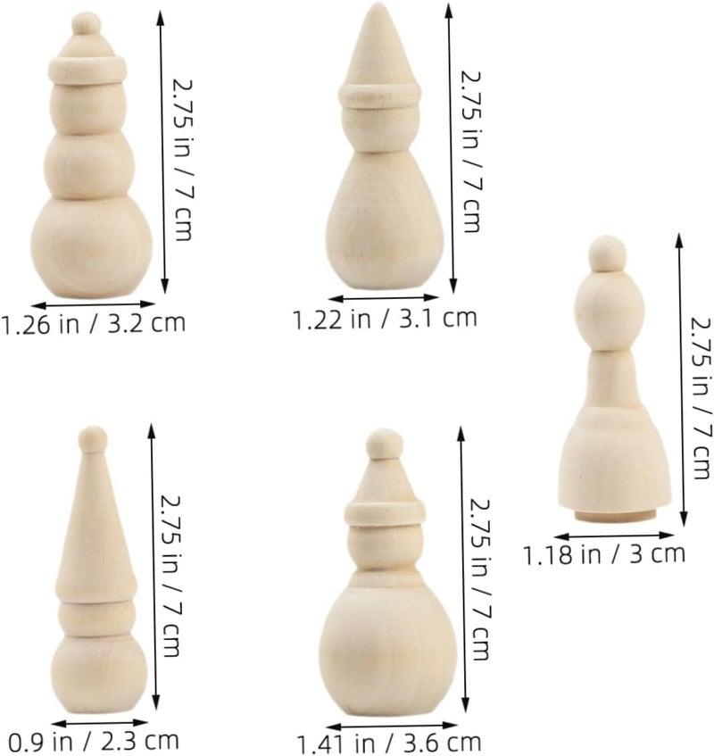 Abaodam 10pcs Unfinished Wooden Snowman Peg Dolls for Christmas Snowman Craft Figures DIY Craft Supplies for Home Party Decorations Safe and Portable - Image 2