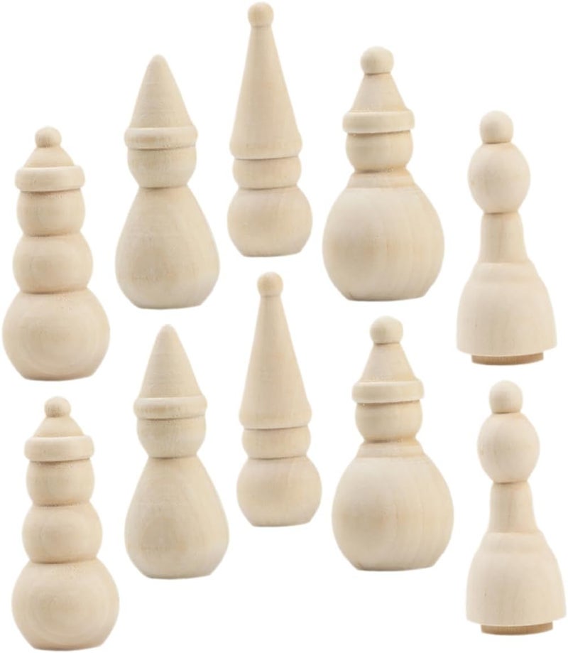 Abaodam 10pcs Unfinished Wooden Snowman Peg Dolls for Christmas Snowman Craft Figures DIY Craft Supplies for Home Party Decorations Safe and Portable - Image 1