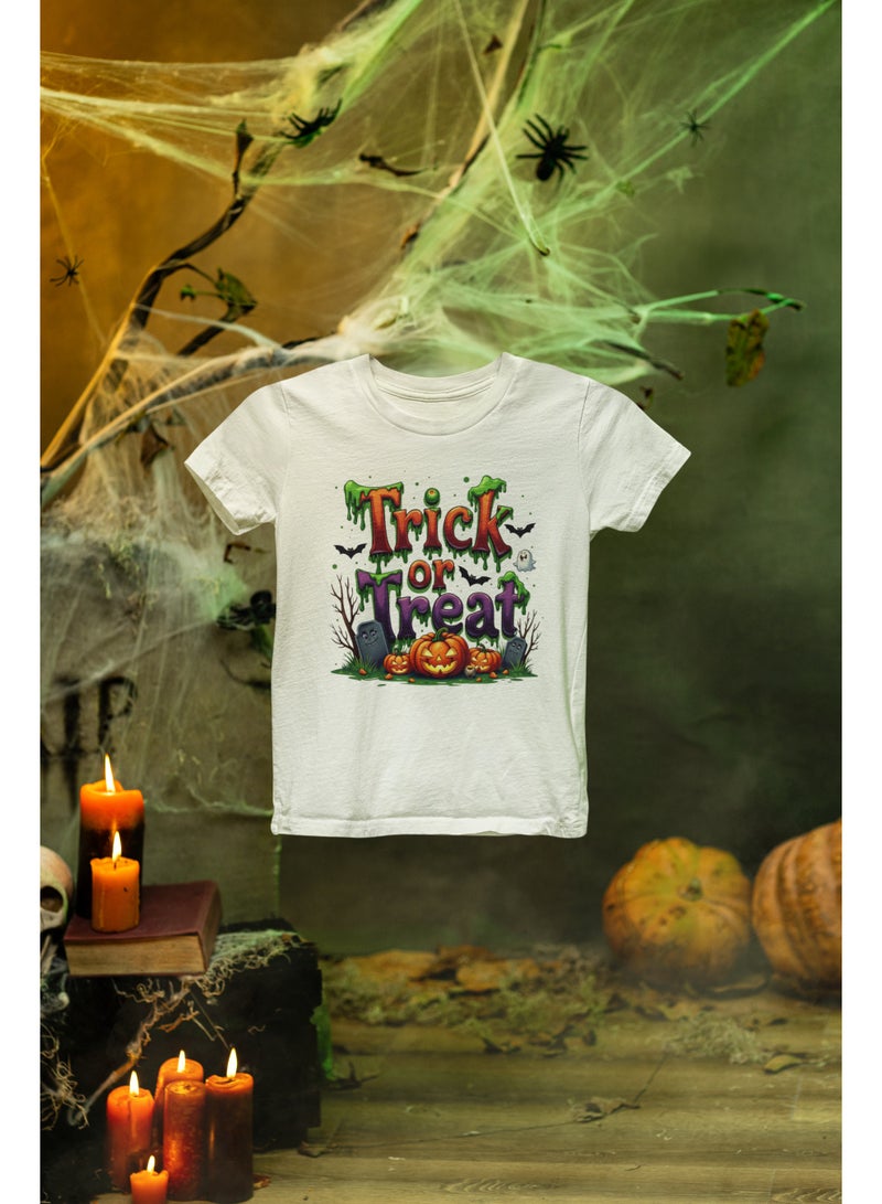ZOOM Kids Halloween T-Shirt with Cute Ghost and Pumpkin Design