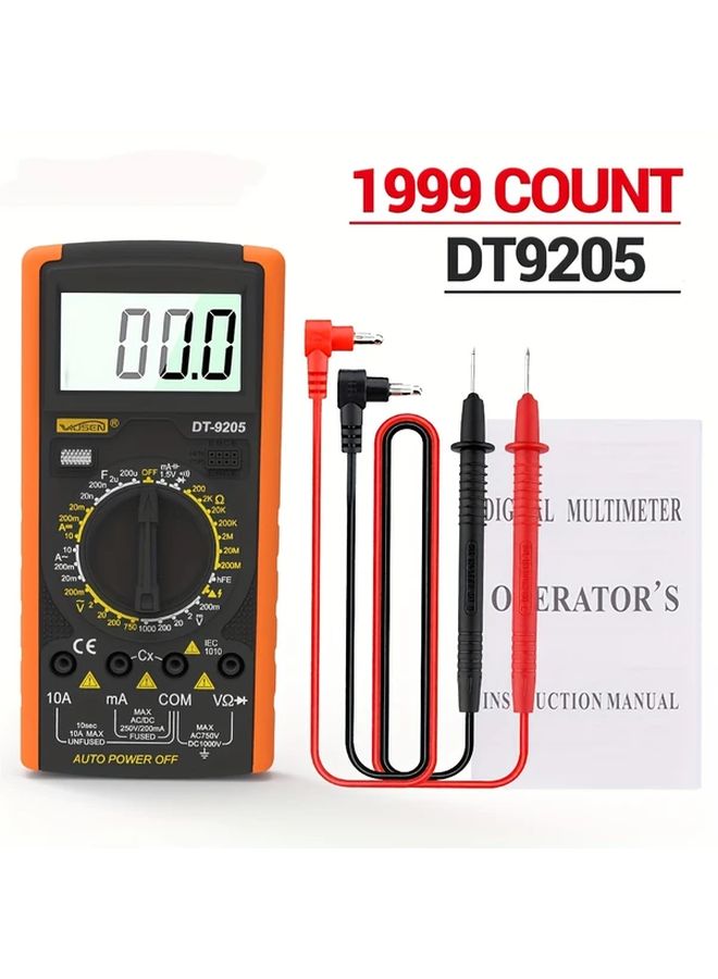 Tangerine Digital Multimeter for Voltage Current Resistance Continuity Testing - Image 1