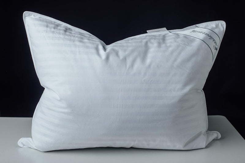 Eastwarmth Goose Feather Blend with Polyester Bed Pillows 100 Cotton Medium Soft Soft Support Standard Pack of 1 Stripe White