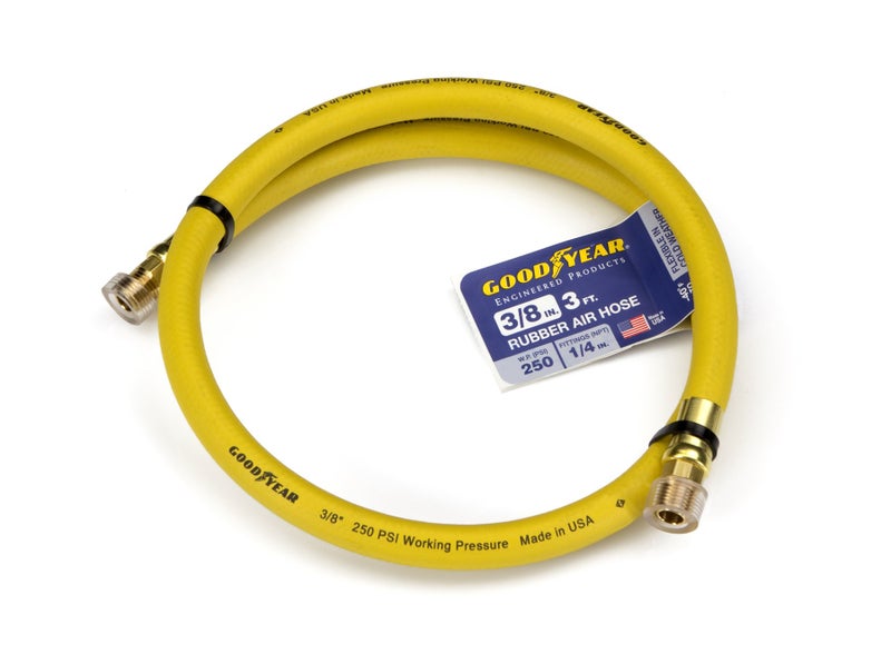 Goodyear 3' x 3/8" Rubber Whip Hose Yellow 250 Psi - Image 1