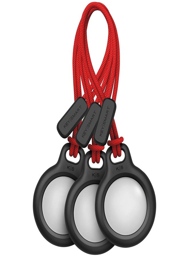 كي سمارت حامل مفاتيح KeySmart AirClip Apple Air Tag - حامل Air Tag قابل لللف والقفل، يتضمن حزامًا حلقيًا وحلقة مفاتيح سوداء (أسود، عبوة من 3 قطع) - Image 1