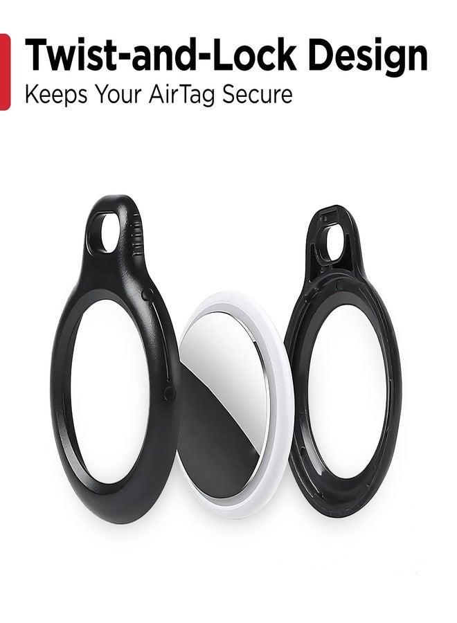 كي سمارت حامل مفاتيح KeySmart AirClip Apple Air Tag - حامل Air Tag قابل لللف والقفل، يتضمن حزامًا حلقيًا وحلقة مفاتيح سوداء (أسود، عبوة من 3 قطع) - Image 3