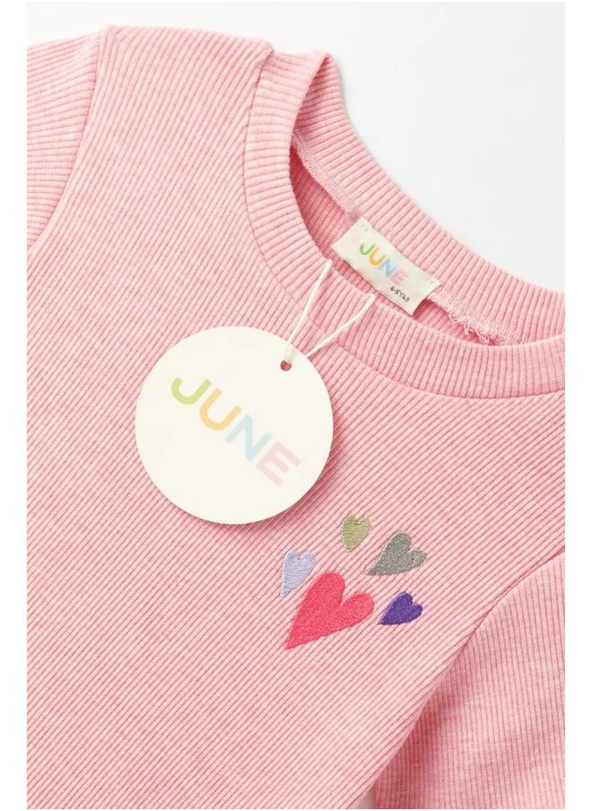 جون June Girl Embroidered Tshirt Pink
