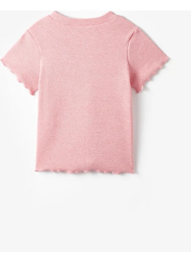 JUNE June Girl Embroidered Tshirt Pink