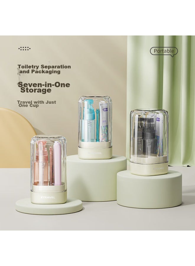 ETRAVEL Etravel Travel Mini Toiletry Cup, Single-person Toothbrush Holder Set, Mouthwash Cup, Toothbrush Cup, Storage Box, Cream White - Image 2