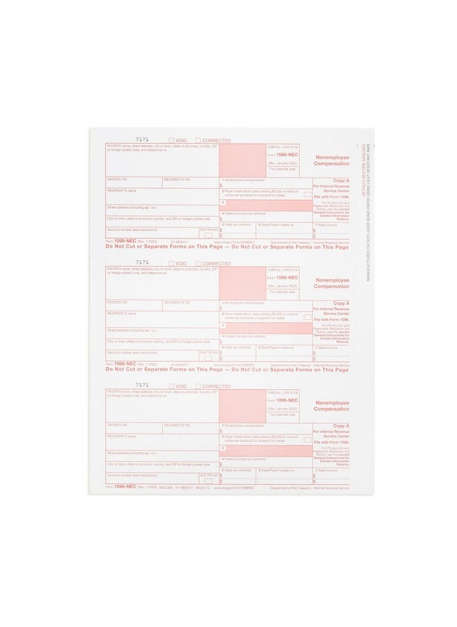 Blue Summit Supplies - 1099 Nec Tax Forms 2023 50 5 Part Tax Forms Kit Compatible With Quickbooks And Accounting Software 50 Pack - Image 1
